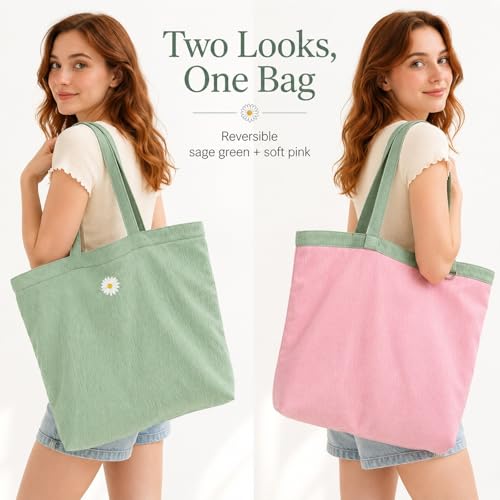 Bolso tote para mujer CYD, bolso de playa ligero y plegable en tonos pastel, con bolsillos útiles y diseño abierto, ideal para verano, viajes y uso diario miniatura 3