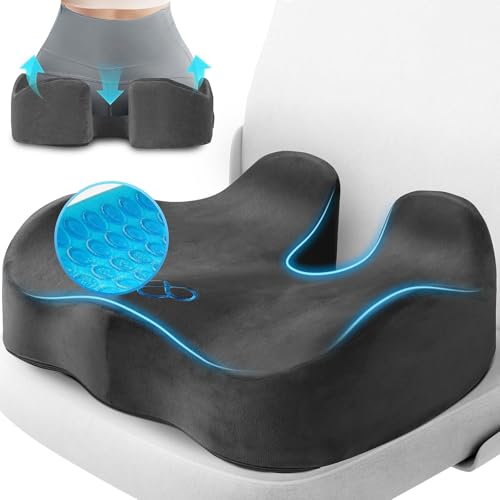 CushyOasis Seat Cushion, Gel Memory Foam Office Chair Cushions, (Grey)