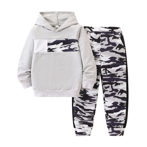 Image of 2-6T Toddler Baby Boy Clothes Long Sleeve Hooded Pullover Colorblock Sweatshirt + Pants 2pcs Fall Winter Outfit Set