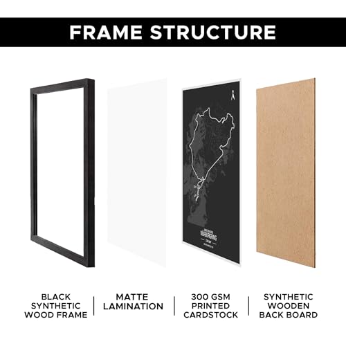 Image of CodersParadise - F1 Maps Wall Poster Frames - Pack Of 6 | 8 x 12cm (A4 Size) | Aesthetic Artwork Framed Posters | Framed Posters For Living Room, Bedroom, Home And Office