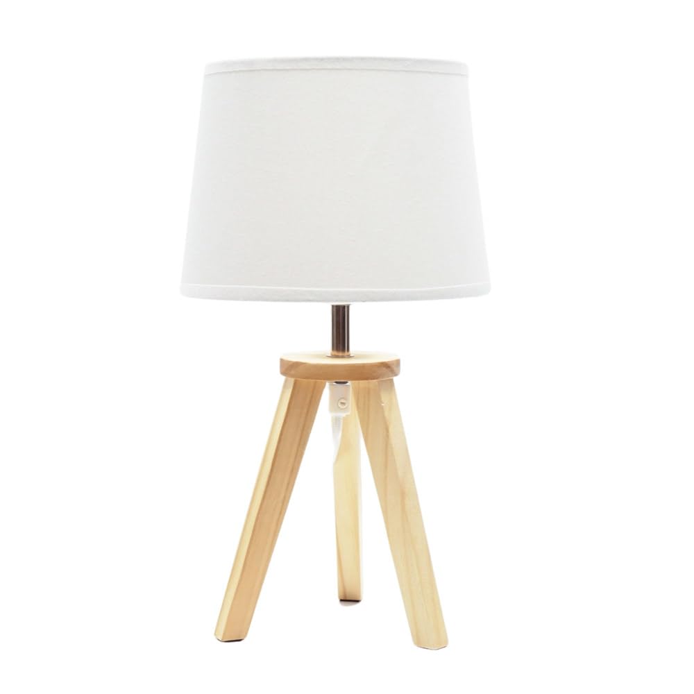 Valuelights Natural | Wood Tripod Table Lamp With Linen Tapered Lampshade Living Room Bedside Light | Table Lamps, Home Décor & Improvement Essential