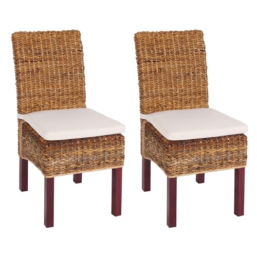 Mendler Lot de 2 chaises M69, Banane tressée - Pieds Marrons, avec Coussins