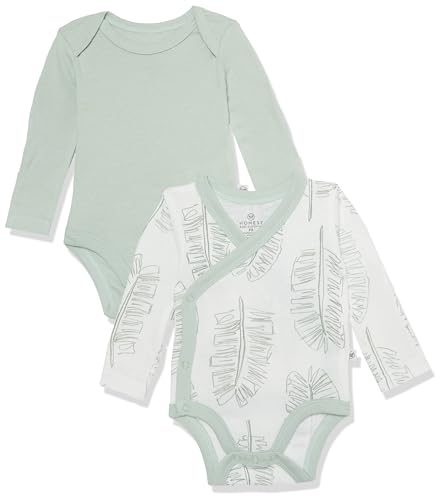 Image of HonestBaby Multipack Long Sleeve Bodysuits One-piece 100% Organic Cotton for Infant Baby Boys, Girls, Unisex