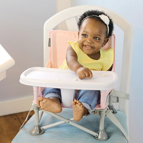 Image of Summer Infant Pop 'N Sit Eat 'N Play (Pink) Baby Pop Up Chair for Meals and Playtime with Removable Tray and Toys, Portable Booster Folds for Travel