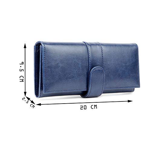 Image of Nevis Blue Crunch Leather Women's Clutch (NVS-CRUNCH-LEATHER-W-WALLET-064)