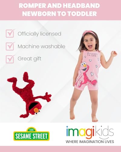 Sesame Street Elmo Baby/Toddler Girls Romper and Headband Bow Set3