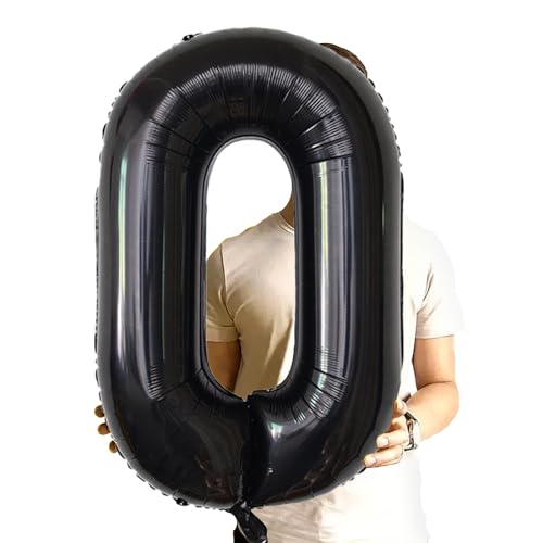 Image of Number Balloons Black Party Balloon - Giant Number 0 Balloon, 40 Inch Large Balloon for Birthday Decorations, Black Party Supplies for Men Women