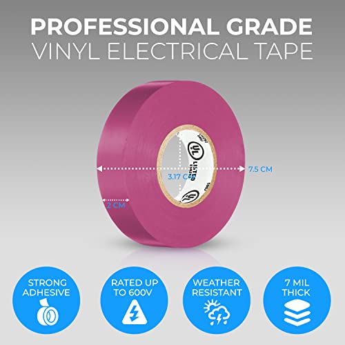 Ohlectric Professional Grade Vinyl Electrical Tape - 7 Mil Thick - Heavy Duty - Flame-Retardant - Heat & Weather Resistant - 3/4 Inch X 60 Feet - Rated Up To 600V - Ul, Csa Listed - Purple - Ol-38462 #TOP2