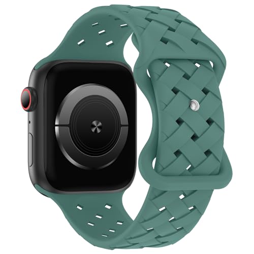 Image of Distore Silicone Braided Weave Bands Compatible with Apple Watch 38mm 40mm 41mm 42mm 44mm 46mm 45mm 49mm, Replacement Sport Breathable Strap for iWatch Series 10 /9 /8 /7 /6 /5 /4 /3 /2 /1 Ultra SE Women Men