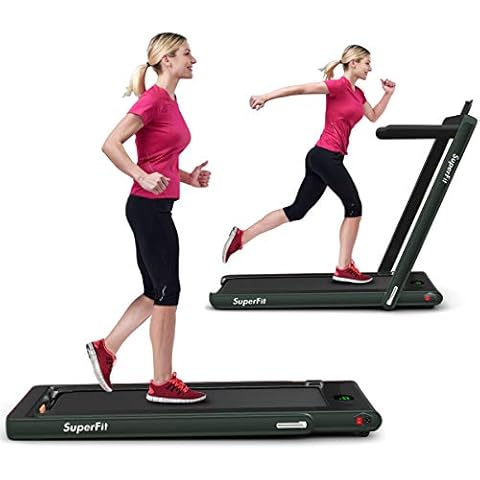 GYMAX Walking Pad, 2.25HP Foldable Treadmill with Smart App & Remote Control, Bluetooth LED Monitor, Small Spaces Compact Running Machine, Folding Portable Under Desk Treadmill for Home Office (Green) Cover