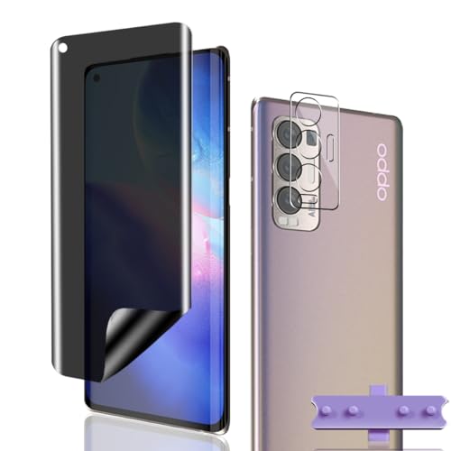 Phlleyaa Protector de Pantalla para OPPO Find X3 Neo,Anti Espía TPU Película Protectora 1 Pack y Protector de Lente de Cámara 1 Pack,Fácil de Instalar Pantalla para OPPO Find X3 Neo Vidrio Templado
