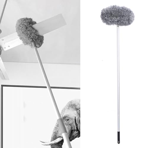 Image of Extendable Washable Duster with 360 Rotation for Ceiling Fans & Furniture, 8.2ft Dust Removal Tool with Extension Pole (Gray)