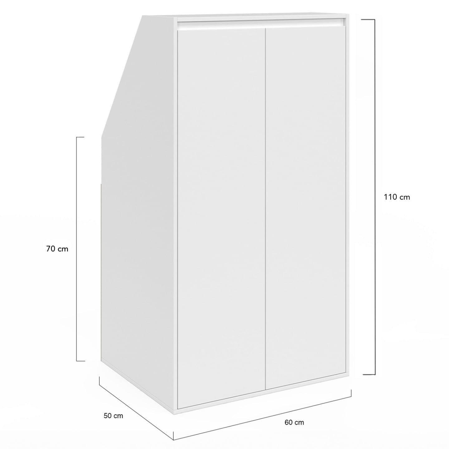IDMarket - Schrank unter Dachschräge 2 Türen TOMI 60 x 50 x 110/70 cm weiß