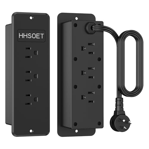 HHSOET Recessed Power Strip, Fast Charging Furniture Outlet Flat Plug, Flush Mount Surge Protection with 6 AC Outlets, 6ft Power Cord for Conference Table, Nightstand