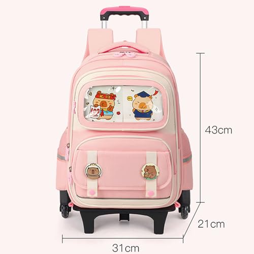 Capybara Backpack with Wheels Large Capacity Kawaii Wheeled Kapibara Bags with Multiple Compartments Daily Use Gifts(Dark Purple) 5