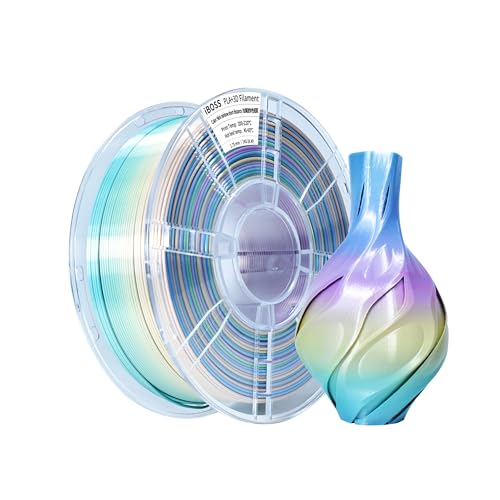 iBOSS Multicoloured PLA+ Filament 1.75 mm, Silk Mini Rainbow, 1 kg (2.2 lbs), 3D Printer Filament, PLA Plus, 1.75 cm Dia