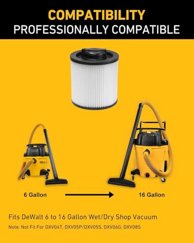 Image of 2 Pack Replacement Filter for Dewalt DXVC6910 Fits 6-16 Gal Models | Precision OEM Fit, Professional Filtration, Built for Tough Jobs, Reusable Design, Trusted Performance