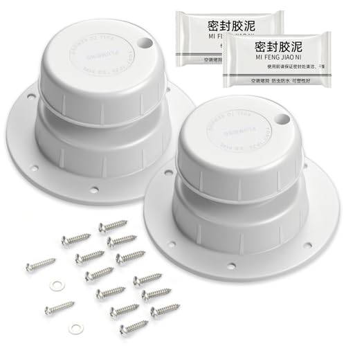 Sporthfish RV Plumbing Vent Cap Sewer Vents Caps for Roof Fits 1 to 2 3/8 Inch Pipe RV-Vent-Covers-for-Roof with Sealing Putty Plastic White 2 Pack Cover for Motorhome Trailer Camper Roofs
