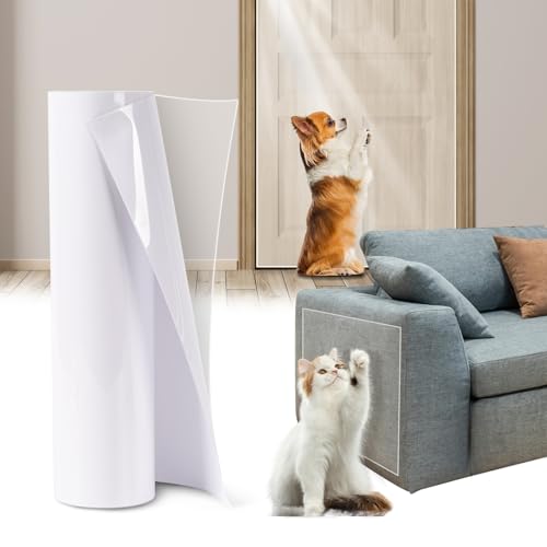 Rislobx 11.8''×78.7'' Cat Scratch Furniture Protector Film, Door Protector from Dog Scratching, Clear Anti Scratch Protector for Door Walls