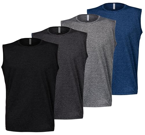 Kit 4 Camisetas Regata Machão Dry Fit Academia Masculina Fitness (BR, Alfa, G, Regular, Preto-Chumbo