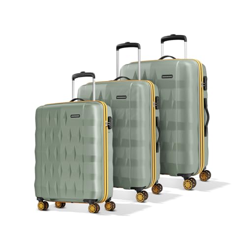 Image of Aristocrat Comet Set of 3 Trolley Bag 56, 66 & 76cm | Small+Medium+Large | Hard Luggage| Smooth 8-Wheel Suitcase| Combination Lock with Sturdy Zipper| 3-Year International Warranty (Green)