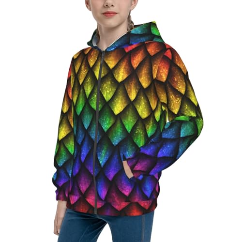 Dragon Scales Kids Pullover Hoodies Boys Zip Up Sweatshirts Girls Athletic Clothes with Pocket