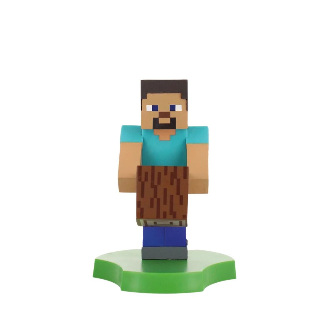 Cableguys Minis Minecraft Steve Phone Stand & Earbuds Holder - Novelty Phone Stand for Desk and Bedside, In Ear Headphone Holder for Smartphone & Small Devices, Desk Decor and Mobile Accessories
