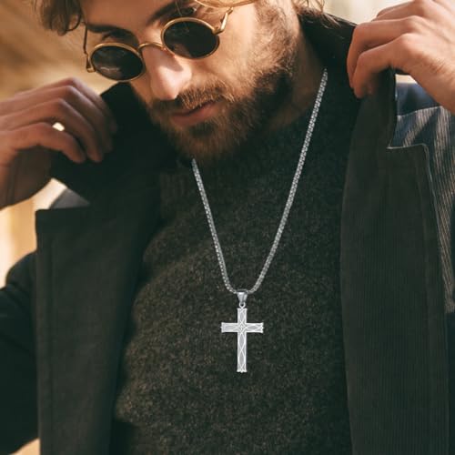 Celtic Cross Necklace for Men Irish Knot Stainless Steel Infinity Silver/Gold/Black Men's Cross Pendant Necklace Rolo Chain 28''Cross Pendant Necklace Rolo Chain 24''/28''2