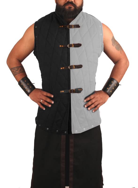 THICK COTTON PADDED QUILTED COTTON SLEEVELESS GAMBESON FOR LARP COSPLAY
