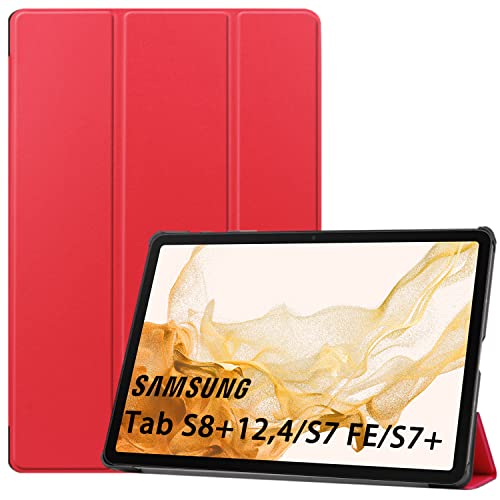 NUPO for サムスン Galaxy Tab S8 Plus 12.4インチ ケース 超軽量 極薄 高級PU レザー 開閉式三つ折 スタンド スマートケース スタンド 機能 スマートカバー Tab S8+ /Tab S7 Plus 対応