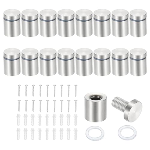 PATIKIL 3/4x1" スタンドオフスクリュー 16個 ステンレススチール スタンドオフ ウォールマウント ウォールサイン マウンティングハードウェア 広告 スタンドオフ ネイル アクリルサイン 額縁掛け シルバー