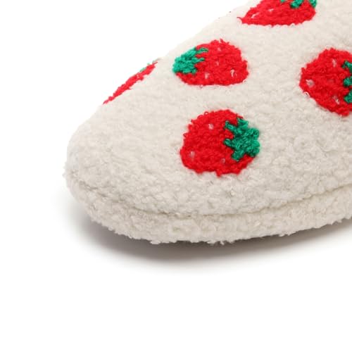Cute Fruit Slippers Women Fuzzy Peach Strawberry Winter Plush House Cozy Indoor Slippers Anti-Slip Warm Cotton Home Shoes4