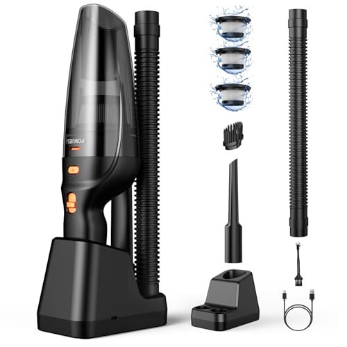 POWJIELI Handstaubsauger,12000Pa Handstaubsauger Akku mit Ladestation,Auto Staubsauger Kabellos mit 3 Waschbar HEPA-Filter,Nass&Trocken Beutellos Staubsauger Stark für Haus, Büro, Auto, Tierhaare POWJIELI Handstaubsauger,12000Pa Handstaubsauger Akku mit Ladestation,Auto Staubsauger Kabellos mit 3 Waschbar HEPA-Filter,Nass&Trocken Beutellos Staubsauger Stark für Haus, Büro, Auto, Tierhaare