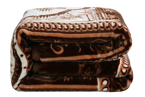 Image of Nestl Korean Mink Blanket Queen Size - 9 Lbs Velvet Fleece Korean Blanket - 2 Ply Warm & Thick Winter Blanket - Wrinkle & Fade Resistant - 79 x 94 Inches (Brown)
