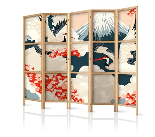 framed concept - Biombo divisor de madera, 225 x 172 cm, 5 piezas, unilateral, estilo oriental