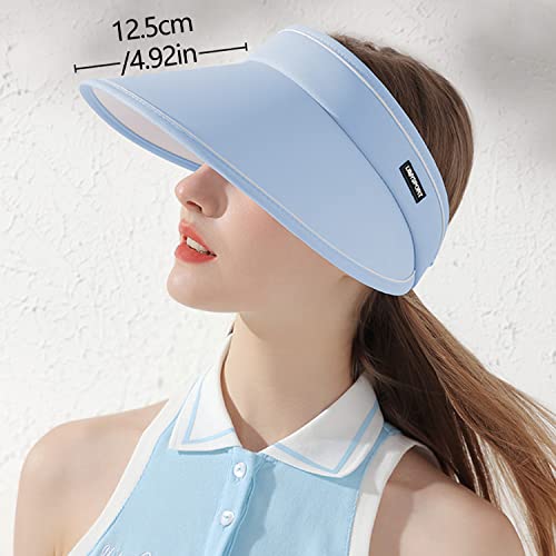 Sun Visor Hat Women Large Brim Summer Uv Protection Beach Cap Sports Sunhat For Beach Fishing Hiking Golf (Blue) #TOP6