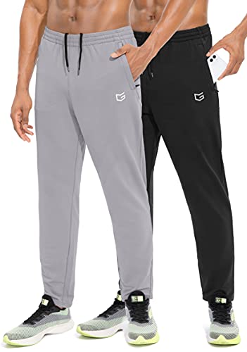G Gradual Men's Sweatpants With Zipper Pockets Tapered Track Athletic Pants For Men Running, Exercise, Workout (2 Pack: Black/Silver Grey, Xx-Large) #TOP11