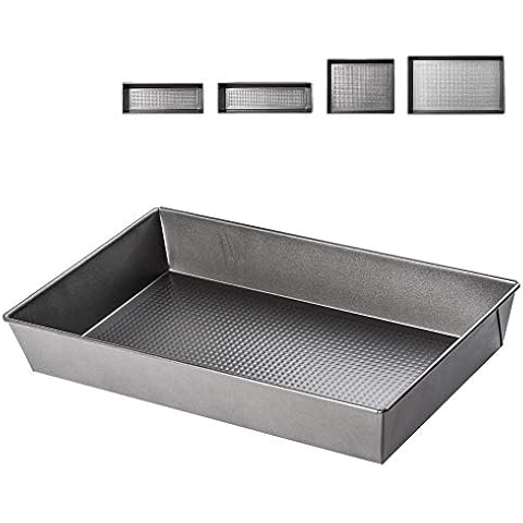 recus Non-Stick Baking Pan, Tin, Oblong Cake Pan, Steel, Rectangular Baking Mold, Tray for Cake, Brownie, Bakeware, Easy to Clean, Optimal Heat Conduction (40x24x6cm) Cover