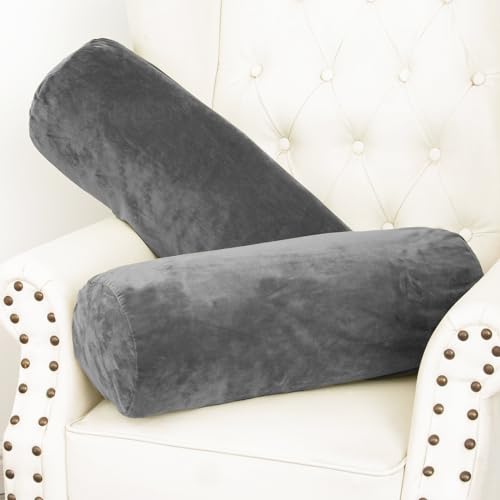 1 MIDDLE ONE Body Pillow, Memory Foam Body Pillows for Adults Sleeping, Decorative Bolster Pillow for Bed & Couch, Long Cylinder Tube Round Pillow, 24x7.87 Inches, Set of 2 (Light Grey)