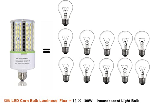Tjbb 2-Pack 80W Led Corn Bulbs,E26/ E39 Base Led Light,5000K Daylight,Led Replacement Metal Halide Hid Cfl For Commercial Industrial Lighting Warehouse High Bay Light Fixture Garage Workshop #TOP4