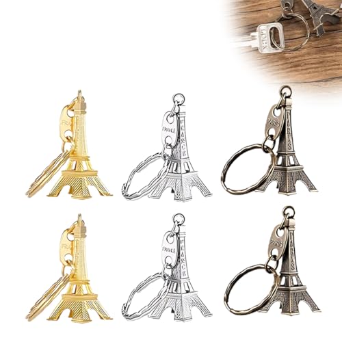 Tour Eiffel Porte-Clés Paris - Lot de 6 Souvenir Sac À Main Pour Les Filles - Mini Statue Pendentif Cadeau Rétro