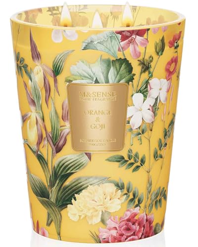 M&SENSE Bougie parfumées à l'orange Goji, bougie romantique pour la Saint-Valentin, bougies décoratives pour toute célébration, nouveaux cadeaux pour la maison 990g, durée de vie jusqu'à 150 heures