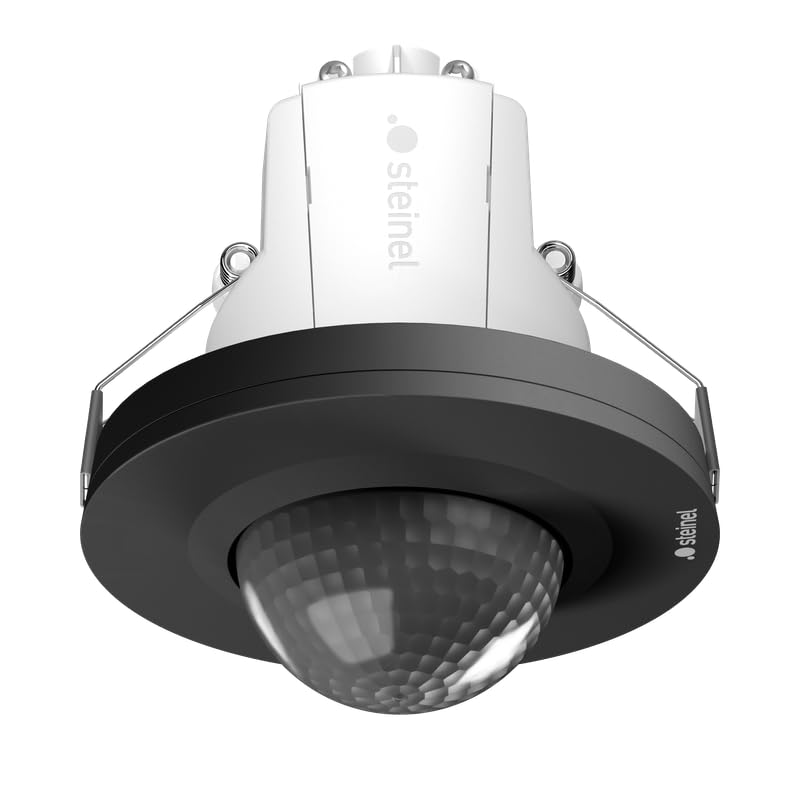 Steinel Bewegungsmelder PD IR 4360-24 COM1 Schwarz – 360° Präsenzmelder mit 24 m Reichweite | Deckeneinbau | 7,5 m Präsenzbereich