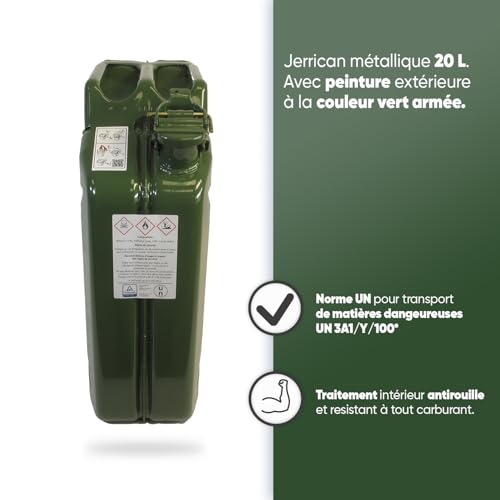 Kanister 20L -Metallkanister - Stiftschloss – Rostfreie Innenbehandlung – UN-Standard für den Transport gefährlicher Güter
