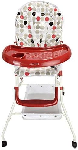 Notty Ride Foldable Baby High Chair with Wheels and Mesh Basket(Red)