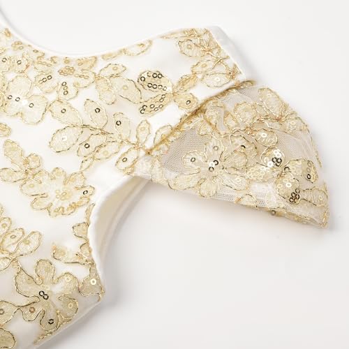 Uhnice Girls Embroidered Mesh Flower Dress Tulle Formal Gown with Removable Bow for Wedding Party4