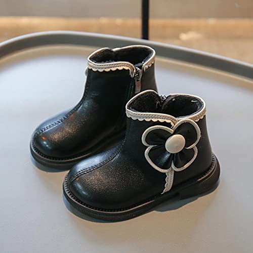 Girls Low Heel Fashion Ankle Boots Winter Comfortable Warm Outdoor Side Zipper Dress Boots (Toddler/Kid/Big Kid) (Black, 4-4.5 Years Toddler)2