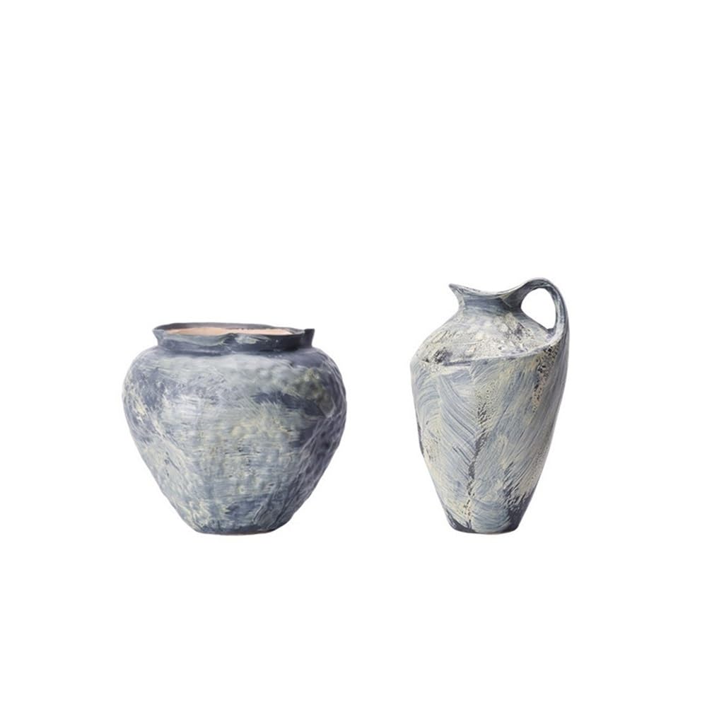 Wazon na kwiaty, Okrągły wazon ceramiczny w stylu retro do salonu, suszone kwiaty/dekoracja hydroponiczna