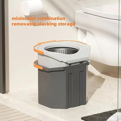 Image of EXVITO 360Spin Mop with Bucket|Dual Drive Floor Cleaning System with Stainless Steel Wringer|Super Absorbent Microfiber Heads 2 Refills Easy Self-Wringing MopSet for Home &Office - Pedal Grey
