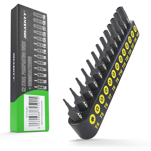 Torx Bit Schraubendreher Set T4-T40 Steckschlüssel 1/4 T-profil mit Loch 13 Stück Phosphatierter Bit Satz Sechskant S2 Stahl Manipulationssicher